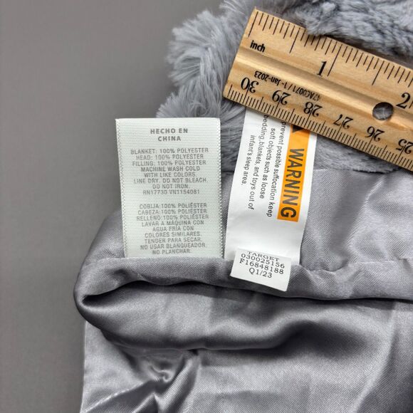 Cloud Island Gray Elephant Lovey Plush Swirl Security Blanket Satin Trim 13" - Picture 7 of 8